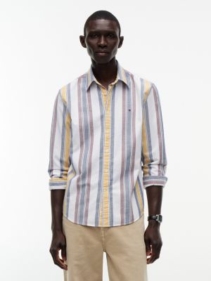 Regular Fit Multi-Striped Oxford Shirt, Optic White