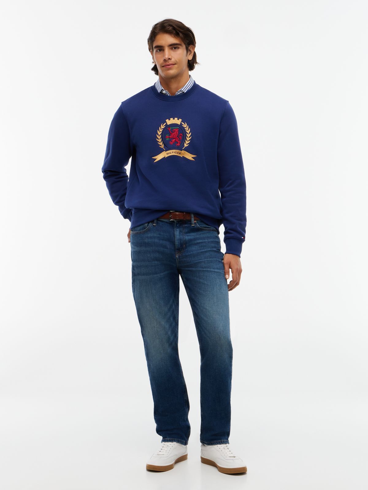 Embroidered Crest Logo Sweatshirt — Preppy Navy