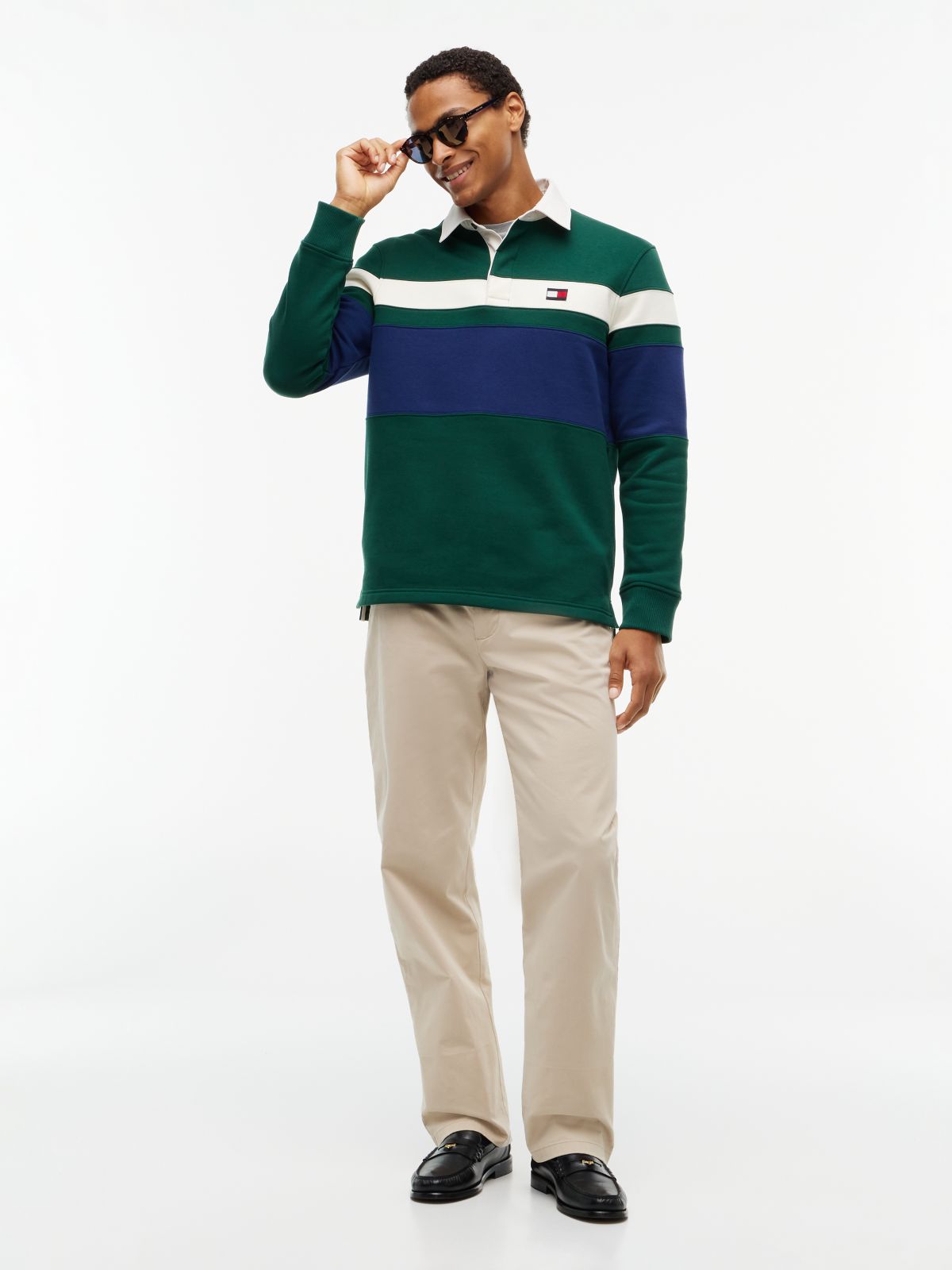 Brushed-Back Fleece Rugby Sweatshirt — Ornamental Green