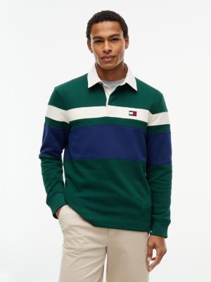 Brushed-Back Fleece Rugby Sweatshirt, Ornamental Green