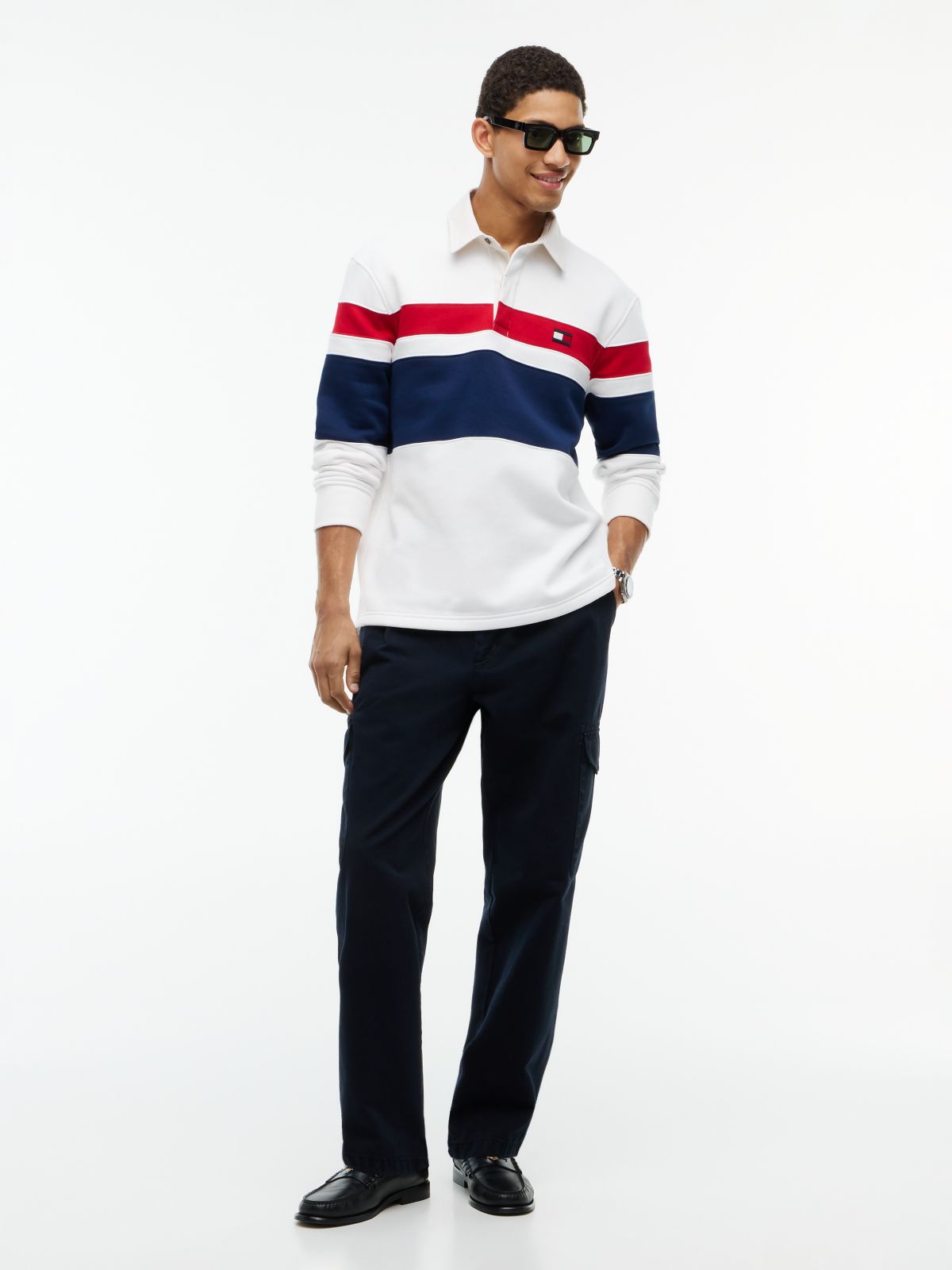 Brushed-Back Fleece Rugby Sweatshirt — Ecru