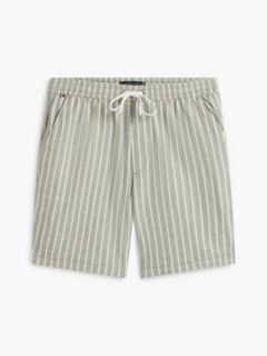 Striped Cotton-Linen Blend 7" Short — Desert Olive 5