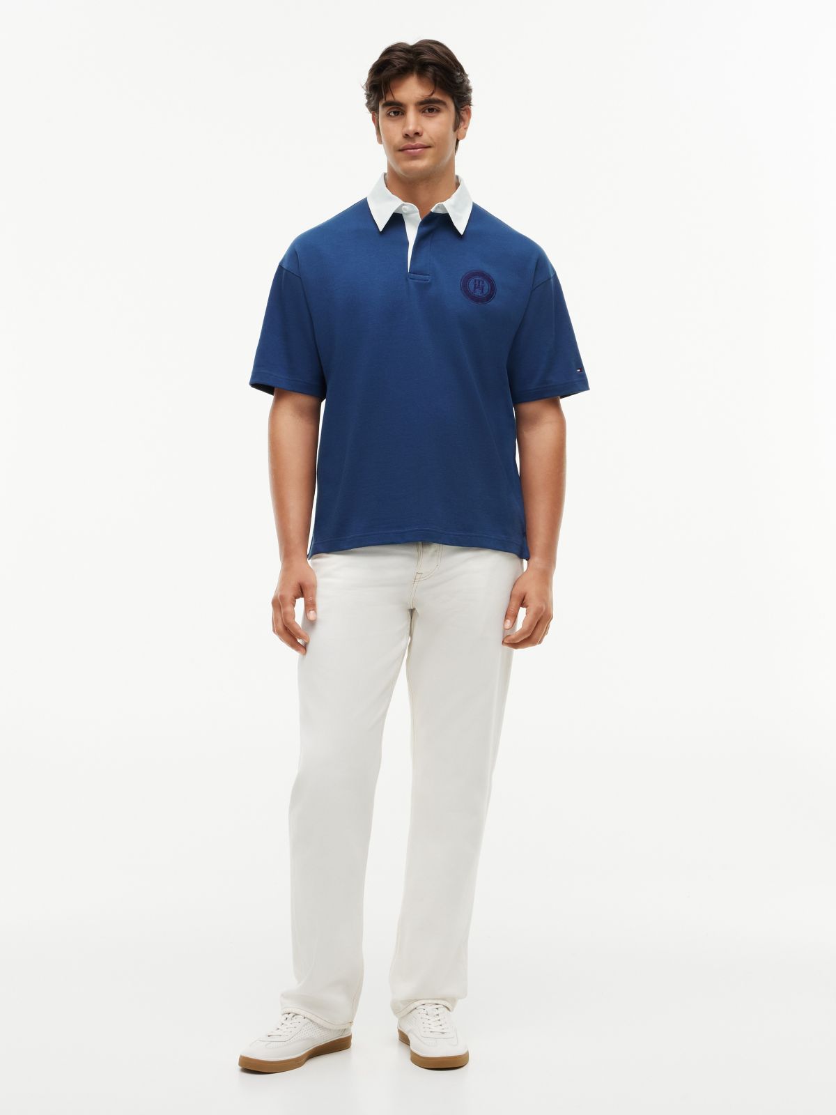 Classic Fit Circle Logo Rugby Polo — Indigo Blue