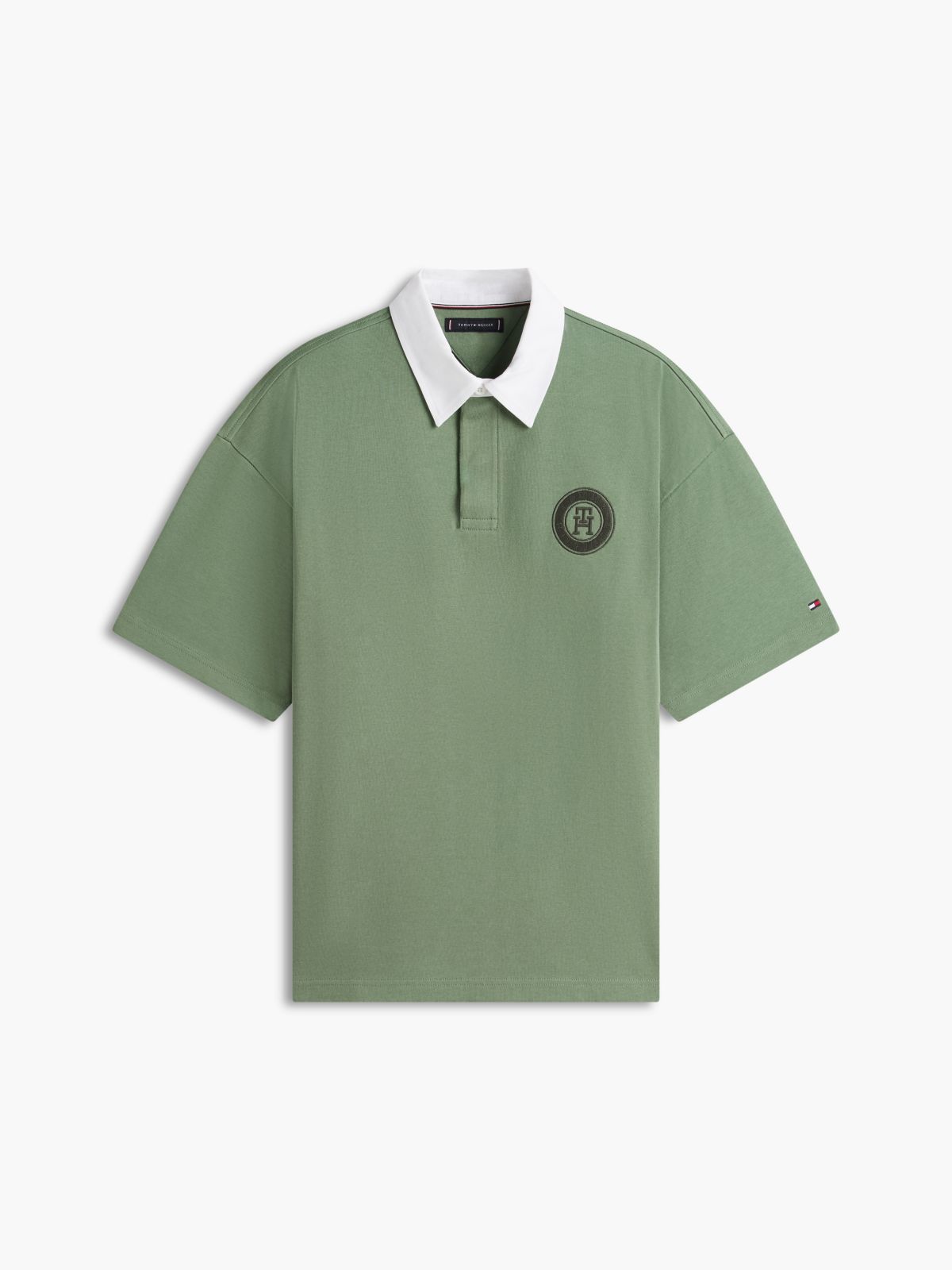 Classic Fit Circle Logo Rugby Polo — Desert Olive