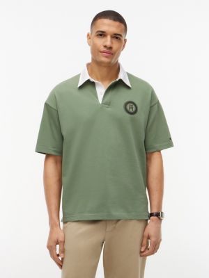 Classic Fit Circle Logo Rugby Polo, Desert Olive