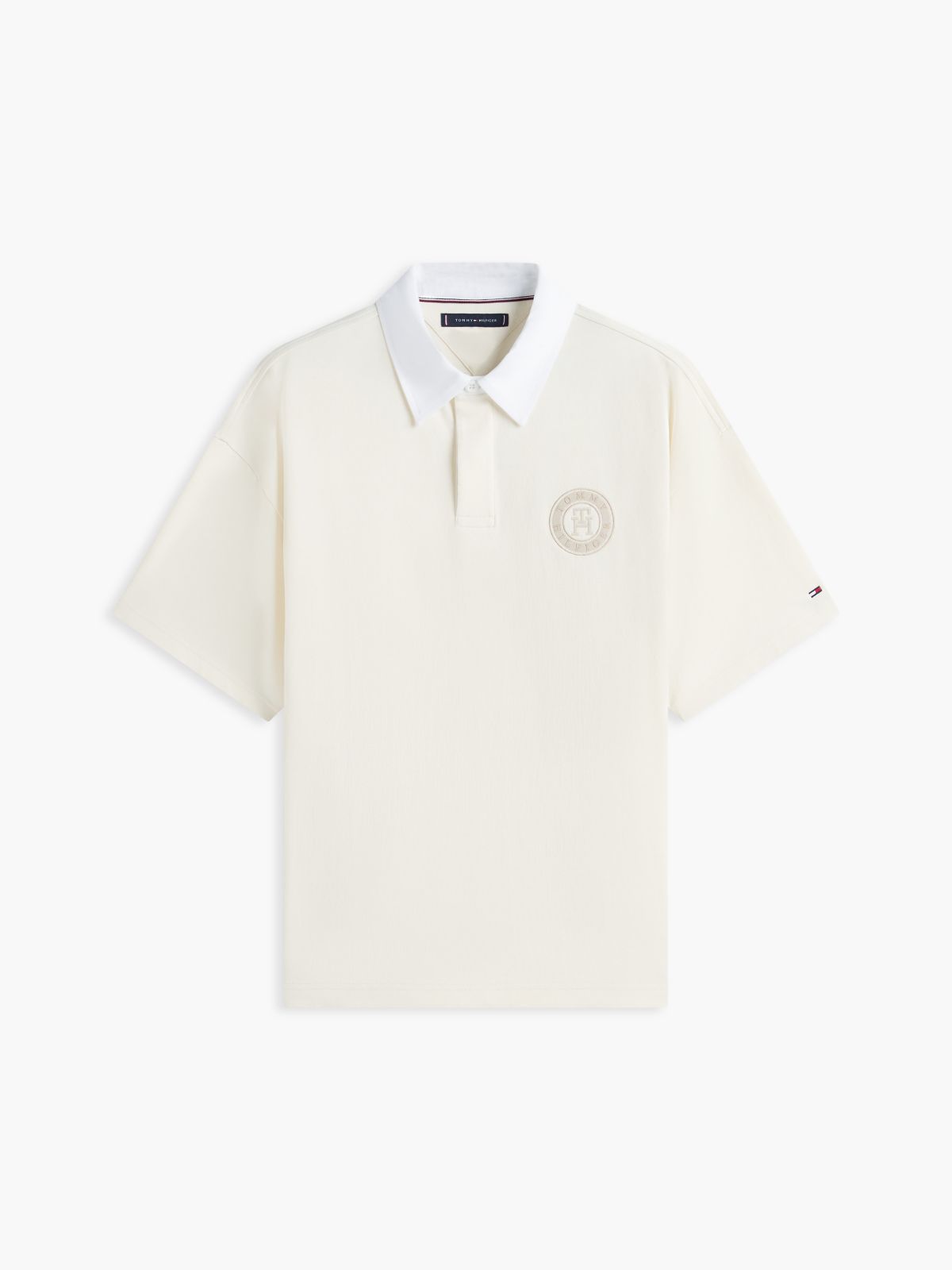 Classic Fit Circle Logo Rugby Polo — Rich Cream