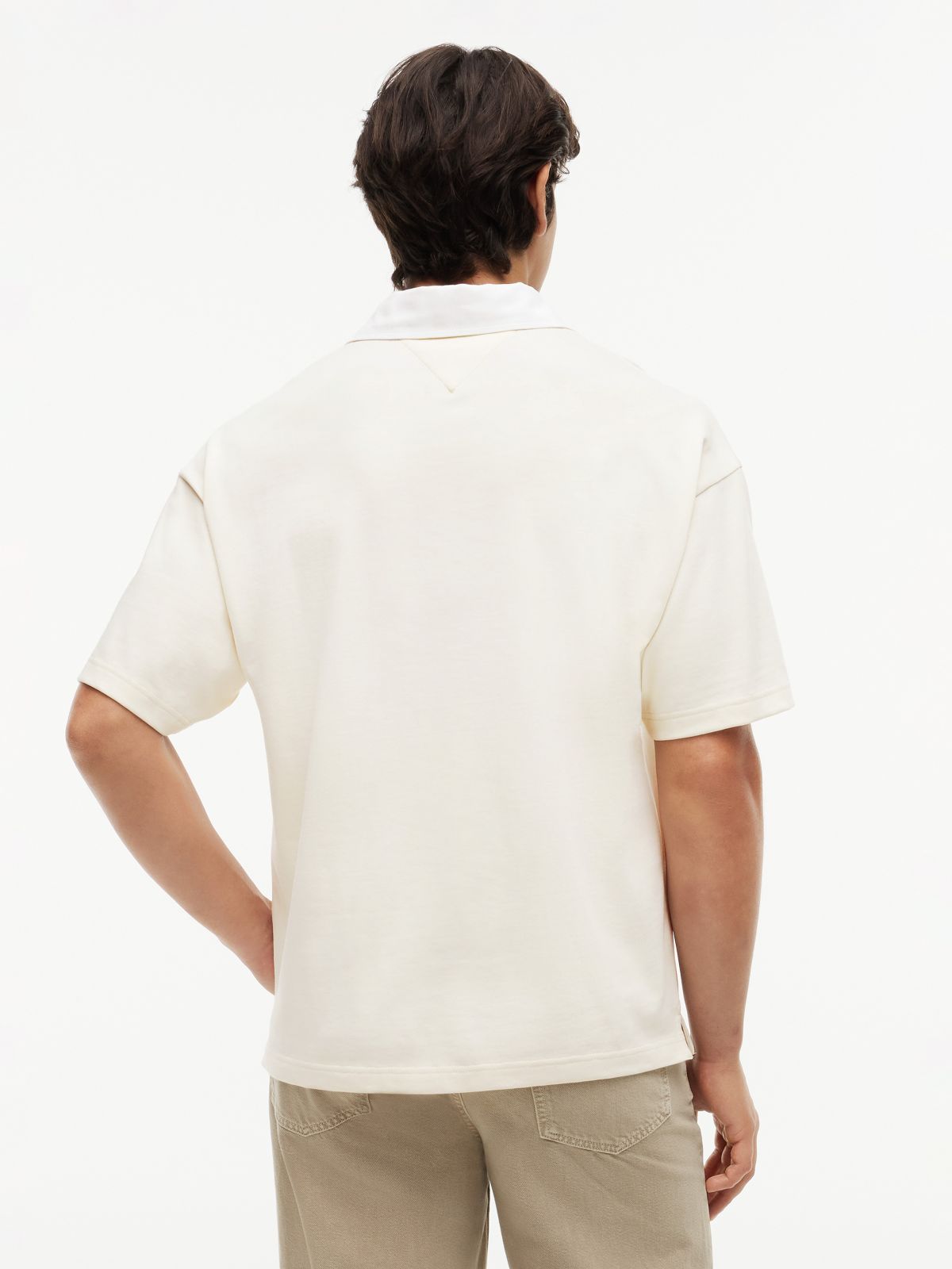 Classic Fit Circle Logo Rugby Polo — Rich Cream