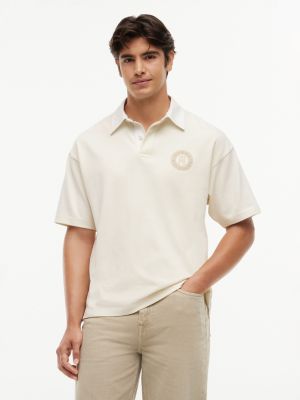 Classic Fit Circle Logo Rugby Polo, Rich Cream