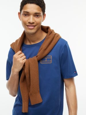 Мужская футболка Tommy Hilfiger Embroidered Flag Logo, цвет: Индиго синий — фото 3