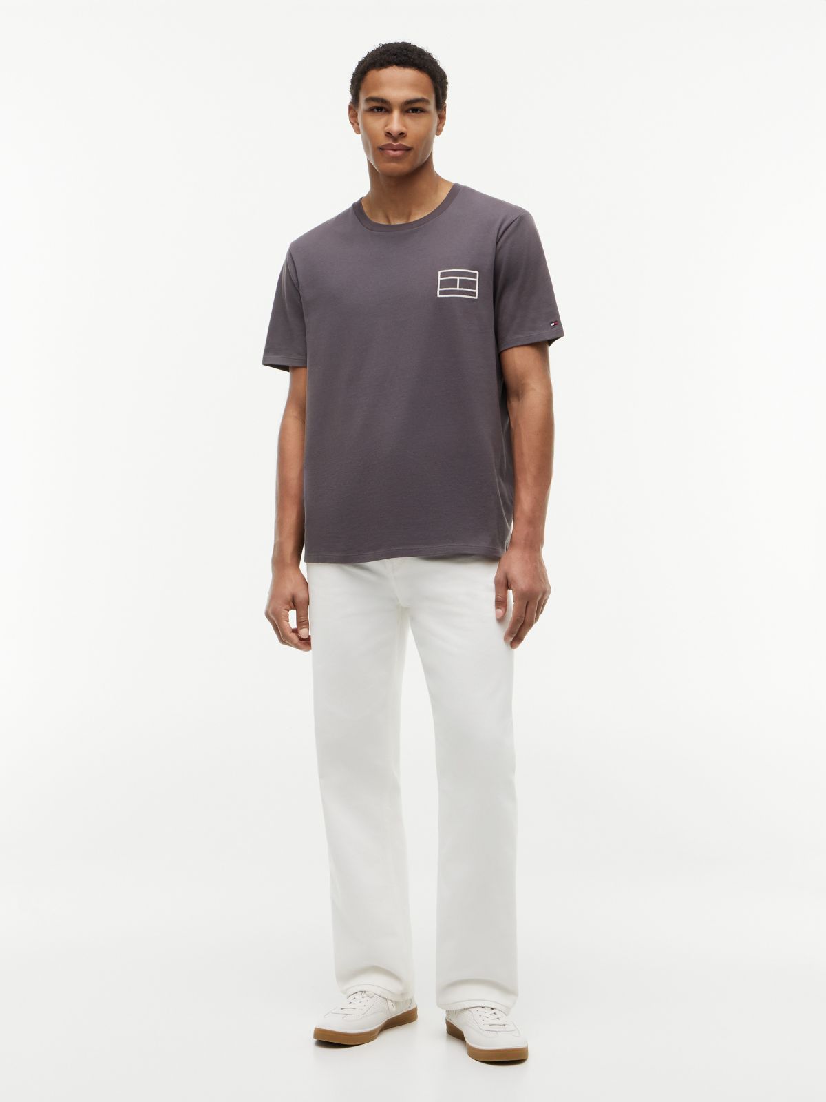 Embroidered Flag Logo T-Shirt — Washed Black