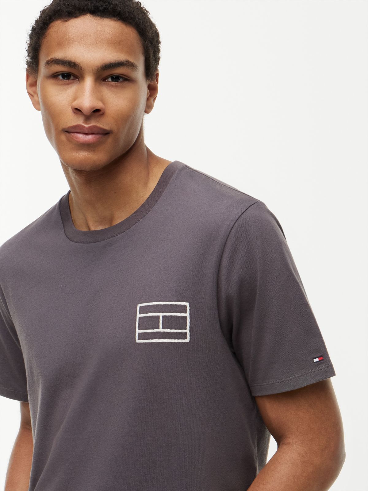 Embroidered Flag Logo T-Shirt — Washed Black