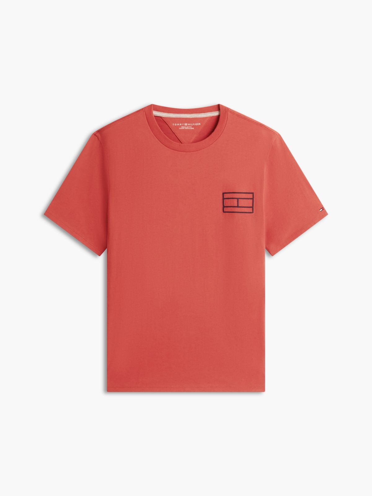 Embroidered Flag Logo T-Shirt — Terracotta Red