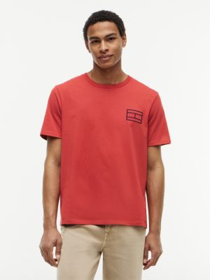 Embroidered Flag Logo T-Shirt, Terracotta Red