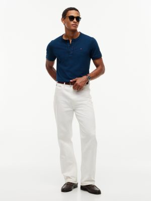 Мужские футболки Tommy Hilfiger Short-Sleeve Indigo-Dyed Henley T-Shirt — фото 2