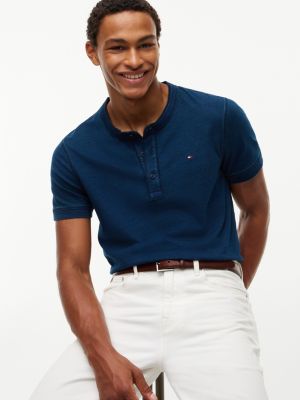 Мужские футболки Tommy Hilfiger Short-Sleeve Indigo-Dyed Henley T-Shirt — фото 3