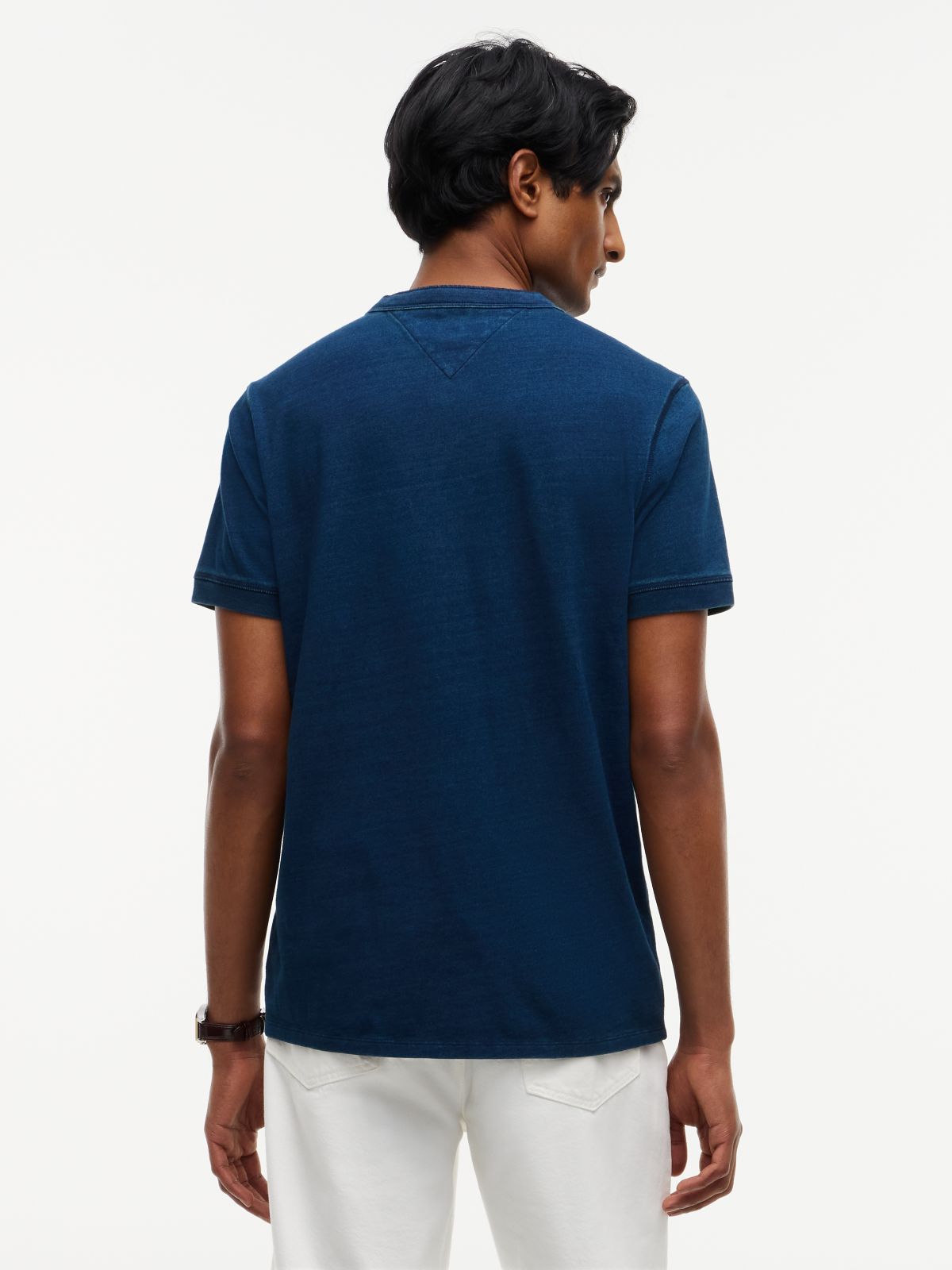 Short-Sleeve Indigo-Dyed Henley T-Shirt — Dark Indigo