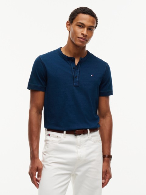 Мужские футболки Tommy Hilfiger Short-Sleeve Indigo-Dyed Henley T-Shirt
