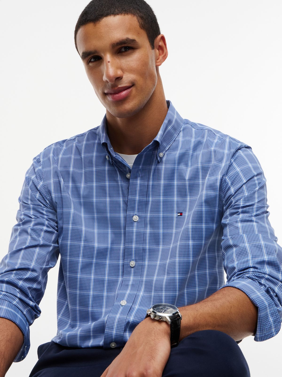 Regular Fit Windowpane TH Performance Shirt — Clearwater