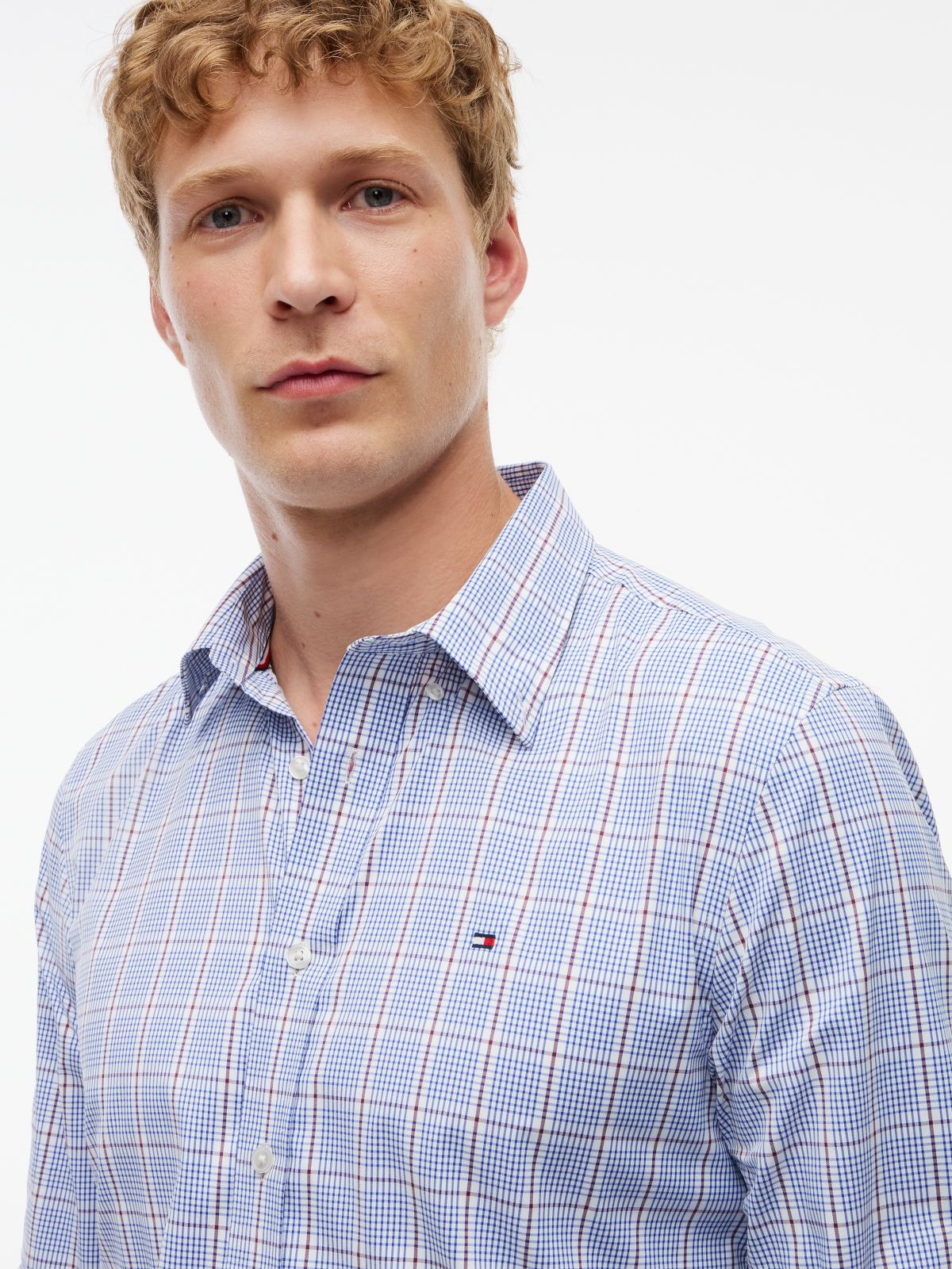 Regular Fit Windowpane TH Performance Shirt — Wedge Blue