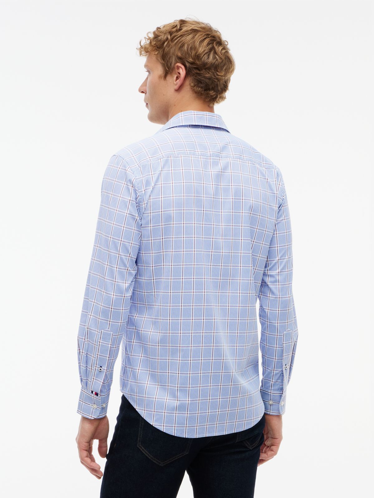 Regular Fit Windowpane TH Performance Shirt — Wedge Blue