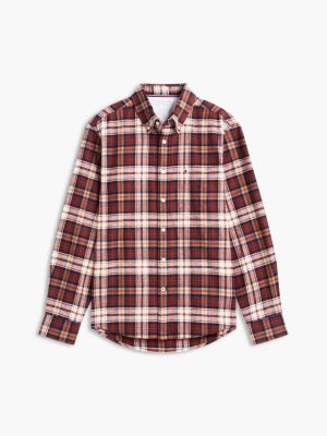 Мужская рубашка Tommy Hilfiger Regular Fit Tartan Flannel, цвет: Бордовый клетчатый — фото 5