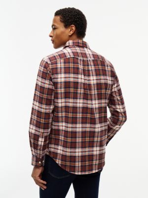 Мужская рубашка Tommy Hilfiger Regular Fit Tartan Flannel, цвет: Бордовый клетчатый — фото 4