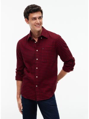 Regular Fit Gingham Flannel Shirt, Regatta Red