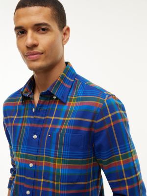 Мужская рубашка Tommy Hilfiger Regular Fit Plaid Flannel, цвет: Насыщенный синий — фото 3