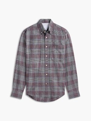Мужская рубашка Tommy Hilfiger Regular Fit Glen Plaid Flannel, цвет: Серый клетчатый — фото 5