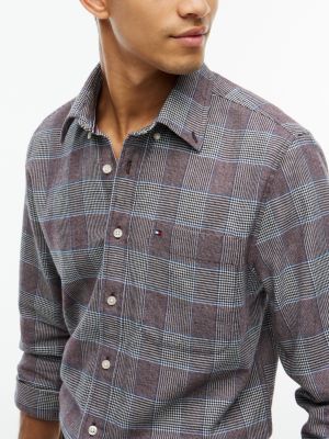 Мужская рубашка Tommy Hilfiger Regular Fit Glen Plaid Flannel, цвет: Серый клетчатый — фото 3