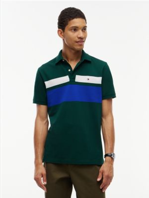 Regular Fit Block Stripe Polo, Ornamental Green
