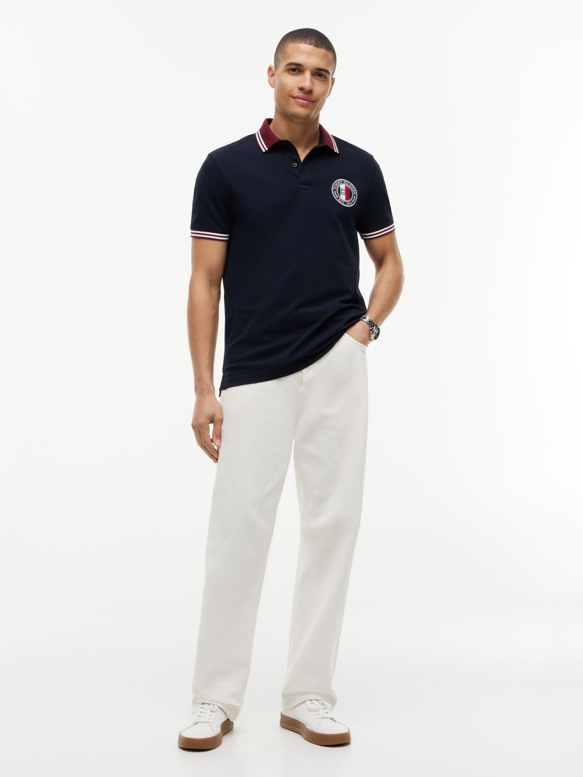 Regular Fit Circle Logo Tipped Polo — Navy