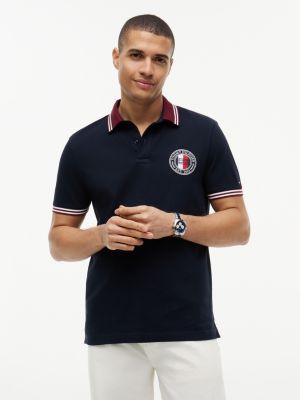 Regular Fit Circle Logo Tipped Polo, Navy