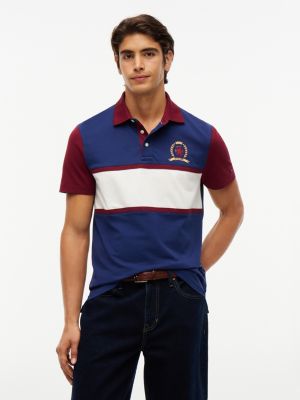 Regular Fit Crest Logo Colorblock Polo, Carbon Navy