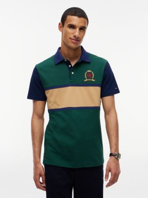 Regular Fit Crest Logo Colorblock Polo, Ornamental Green