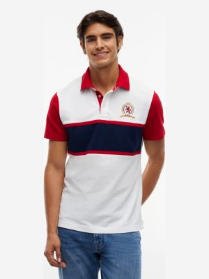 Regular Fit Crest Logo Colorblock Polo, Ecru