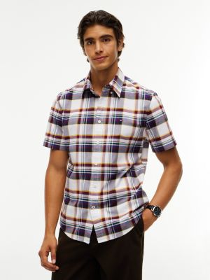 Regular Fit Plaid Oxford Shirt, Optic White