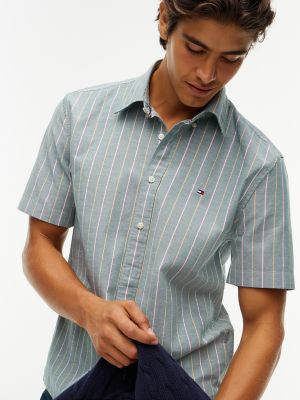 Мужская рубашка Tommy Hilfiger Regular Fit Striped Oxford, цвет: Зелёный — фото 3