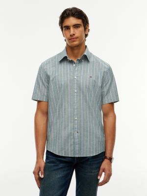 Regular Fit Striped Oxford Shirt, Ornamental Green
