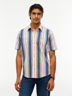 Regular Fit Multi-Stripe Oxford Shirt, Optic White