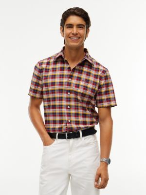 Regular Fit Plaid Oxford Shirt, Optic White