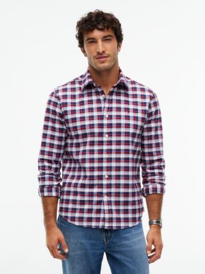 Regular Fit Tartan Oxford Shirt, Optic White