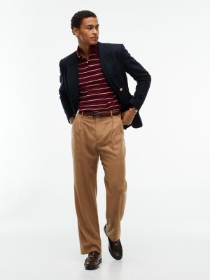 Мужское поло Tommy Hilfiger Regular Fit Striped Wicking Polo, цвет: Бордовый — фото 2