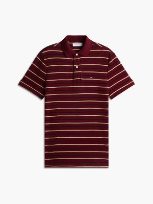 Мужское поло Tommy Hilfiger Regular Fit Striped Wicking Polo, цвет: Бордовый — фото 5