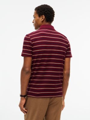Мужское поло Tommy Hilfiger Regular Fit Striped Wicking Polo, цвет: Бордовый — фото 4