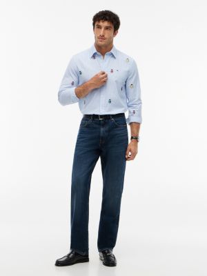 Мужские рубашки Tommy Hilfiger Regular Fit Allover Crest Striped Shirt — фото 2
