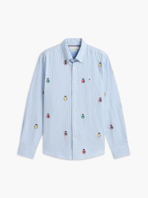 Мужские рубашки Tommy Hilfiger Regular Fit Allover Crest Striped Shirt — фото 5