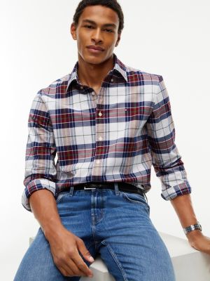 Мужская рубашка Tommy Hilfiger Regular Fit Plaid Oxford, цвет: Оптический белый — фото 3