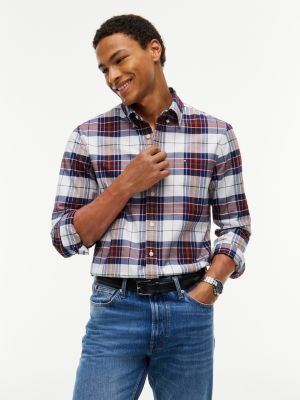 Regular Fit Plaid Oxford Shirt, Optic White