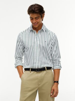 Regular Fit Striped Oxford Shirt, Optic White